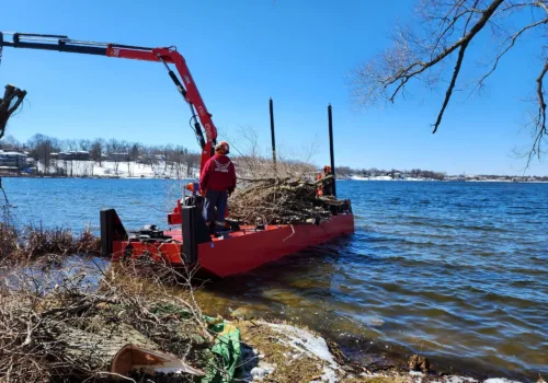 Lakeshore Crane Barge Tree Removal Service